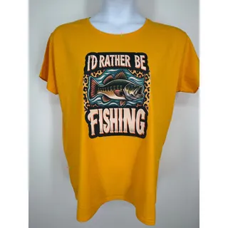 Photo of Gildan Heavy Cotton 2XL Yellow I’d Rather Be Fishing Custom Graphic T-Shirt