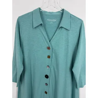 Photo of soft surroundings Danielle blouse L button up eclectic sharkbite jeweled tunic
