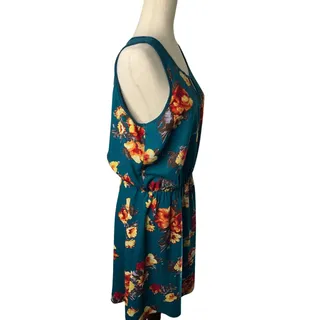 Photo of Hawthorn Teal Floral Sleeveless Blouson Dress Size Large