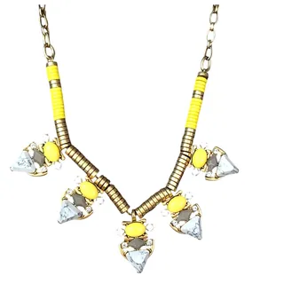 Photo of Stella and Dot Pavilion Statement Necklace Yellow Gold Tone Geometric Beaded 27"