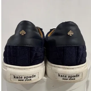Photo of Kate Spade Fleet Navy Velvet Quilted Designer Low Top Sneakers Preppy Womens 7.5