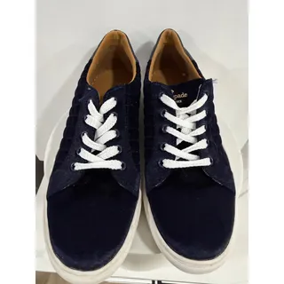 Photo of Kate Spade Fleet Navy Velvet Quilted Designer Low Top Sneakers Preppy Womens 7.5