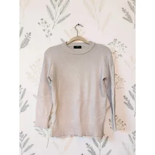 Photo of Tahari Womens Small Beige Oatmeal Crewneck Sweater Soft Viscose Blend Tunic