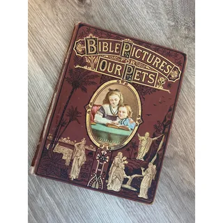 Photo of Antique 1913 Bible Pictures for Our Pets Old Testament | Illustrated Christian Book | Religious Tract Society | Edwardian Book