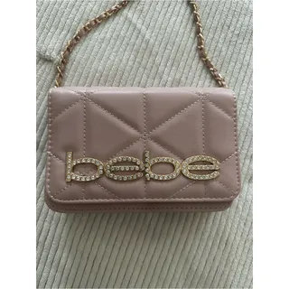 Photo of Bebe Vintage Blush Quilted Crossbody Bag with Gold Chain