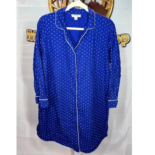 Photo of Appleseed’s Petites Blue Polka Dot Pajama Shirt Dress Size PXL