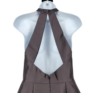 Photo of Alfred Sung High Neck Cut Out Formal Bridesmaid Long Dress Caviar Gray Size 4