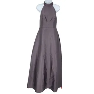 Photo of Alfred Sung High Neck Cut Out Formal Bridesmaid Long Dress Caviar Gray Size 4