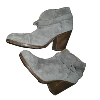 Photo of Rag & Bone Harlow Light Gray Suede Leather Booties 38 Block Heel Strappy Zip Up