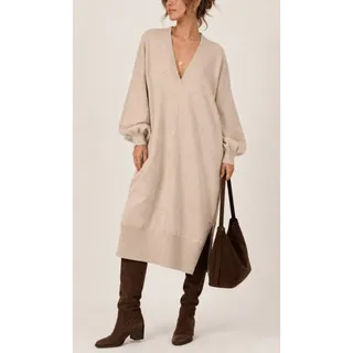 Photo of Free People Oversized Midi Sweater Dress Size S Beige Minimal Fall Lagen Scandi