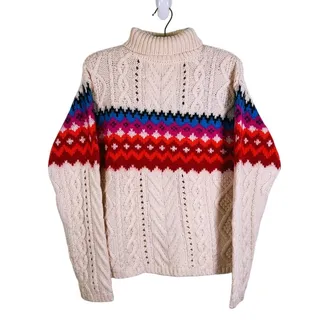 Photo of Rag & Bone Willow FairIsle Alpaca Wool CableKnit Sweater Turtleneck Womens XS