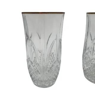 Photo of Set of 4 Salzburg Gold Highball Glasses by Cristal de Flandre 5.5"
