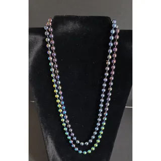 Photo of Vintage Park Lane 48" Iridescent Glass Pearl Long Strand Necklace NOS