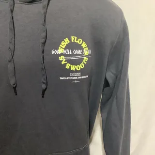 Photo of No Boundaries Daisy Hoodie Mens Medium Gray Floral Sweatshirt Wish Flower
