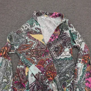 Photo of Sundance Cardigan Sweater Womens XS Multicolor Paisley Linen Cotton Open Front