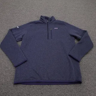 Photo of Patagonia Better Sweater Mens Large Blue Fleece 1/4 Zip Pullover Quizlet Logo