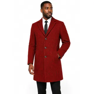 Photo of Express Women’s Red Herringbone Long Coat Jacket 3 Button Tailored Career SZ XL