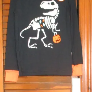 Photo of Unisex Kids Carter's Halloween Dino Skeleton Long Sleeve Tee Black & Orange 3T 