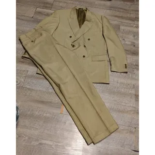 Photo of Double Breasted tan Men's suit 44L by Giorgio Sant Angelo polyester