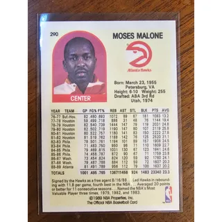 Photo of Moses Malone 1989-1990 NBA Hoops #290 - Atlanta Hawks - Fresh Pull