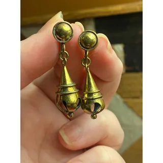 Photo of Hubert Harmon Brass Earrings ~ Artist Signed