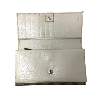 Photo of Gucci GG Canvas Beige and White Leather Double Layer Long Wallet