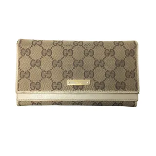 Photo of Gucci GG Canvas Beige and White Leather Double Layer Long Wallet