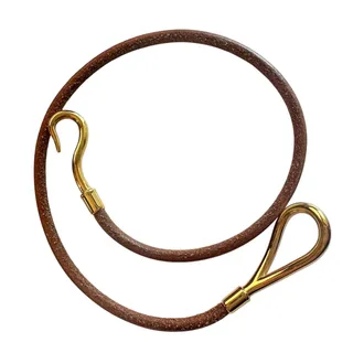 Photo of Hermès Jumbo Leather Hook Double Wrap Bangle Bracelet Choker