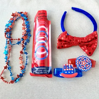 Photo of July 4 Patriotic USA Party Favors - Glow Sticks, Headband, Necklaces, Bracelets