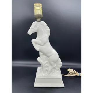 Photo of Vintage MCM Mid Century White Horse Stallion Lamp 15" Tall