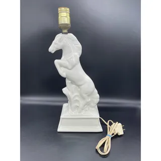 Photo of Vintage MCM Mid Century White Horse Stallion Lamp 15" Tall