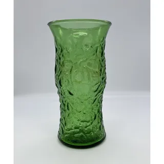 Photo of VINTAGE Green Crinkle Glass Flower Vase E.O. Brody Co. Cleveland Ohio (DR8)