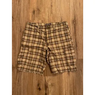 Photo of Eddie Bauer Brown & Orange Plaid Cargo Shorts Size 36