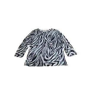 Photo of All Hours M Black White Zebra Print Long Sleeve Tunic Top Made in USA