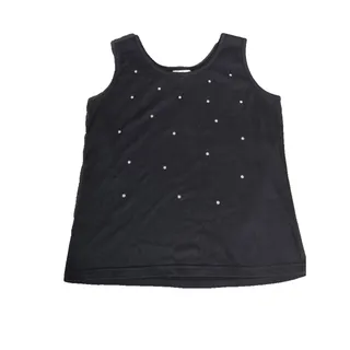 Photo of Jordana Black Rhinestone Sleeveless Tank Top Made in USA