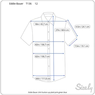 Photo of Eddie Bauer shirt button up plaid pink green blue 