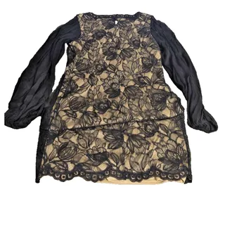 Photo of Tadashi Shoji 12 Black Floral Lace Long Sleeve Mini Dress
