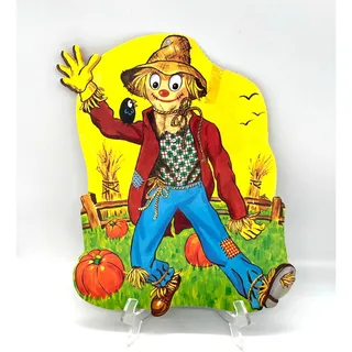 Photo of Vintage Peck USA Halloween Die Cut Scarecrow Decoration Dbl Sided 14"x11.5" #2