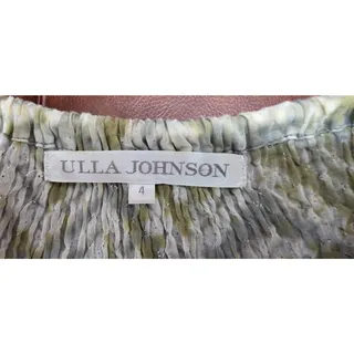 Photo of Ulla Johnson Size 4 Sage Green Ikat Smocked Peasant Blouse