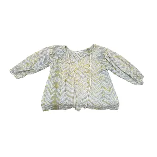 Photo of Ulla Johnson Size 4 Sage Green Ikat Smocked Peasant Blouse