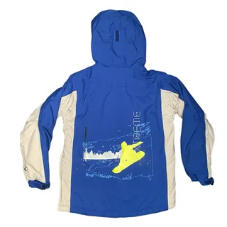 Photo of Lands' End Jacket Anorak Boys Sz 10-12Y Blue Tan Snowboard Graphic VTG