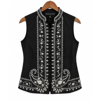 Photo of Josephine Chaus Black Embroidered Festival Vest Vintage 80s 90s EUC Size 4