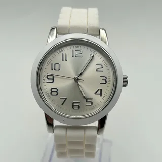 Photo of Women’s Silver-tone Stainless Steel Watch White Silicon Band, working