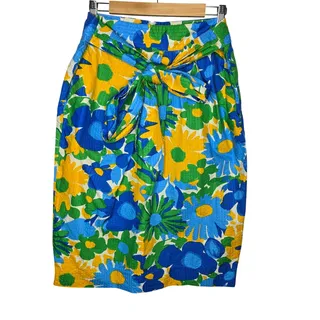 Photo of J. Crew Puckered Morning Floral Multi-Color Tie-Waist Midi Skirt Size 14