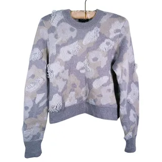 Photo of Rag & Bone Mohair Alpaca Sweater Womens S Gray Leopard Fringe Knit Indie Luxury