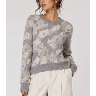 Photo of Rag & Bone Mohair Alpaca Sweater Womens S Gray Leopard Fringe Knit Indie Luxury