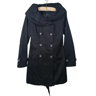Photo of Louie Louie Double Breasted Belted Trench Coat Womens M Black Utility Scandi 