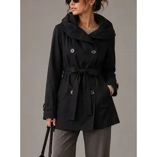 Photo of Louie Louie Double Breasted Belted Trench Coat Womens M Black Utility Scandi 