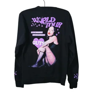 Photo of Olivia Rodrigo GUTS World Tour Sweatshirt Womens S Black Popstar Concert Merch
