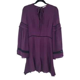 Photo of Parker Revolve Milly 100% Silk Bell Sleeve Boho Dress Purple Size Small
